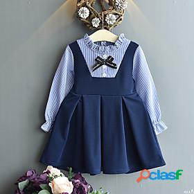 Kids Little Girls Dress Solid Colored Casual Holiday A Line