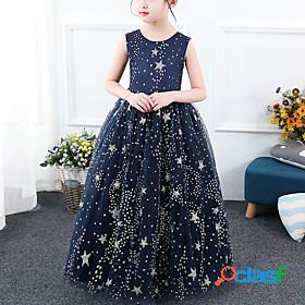 Kids Little Girls Dress Solid Colored Red Lace up Bow Blue