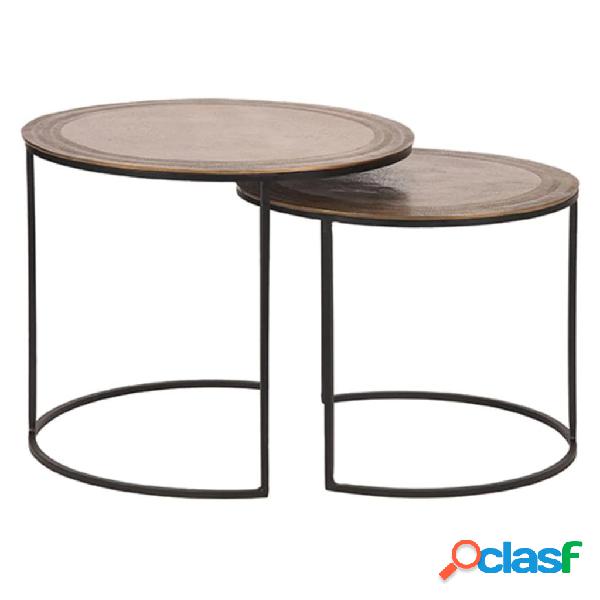 LABEL51 Set Tavolini da Salotto 2 pz Circle Oro