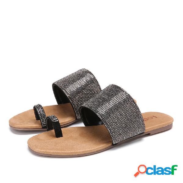 LOSTISY Sandali casual da donna con strass
