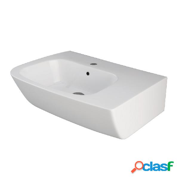 Lavabo asimmetrico monoforo sospeso One vasca a destra