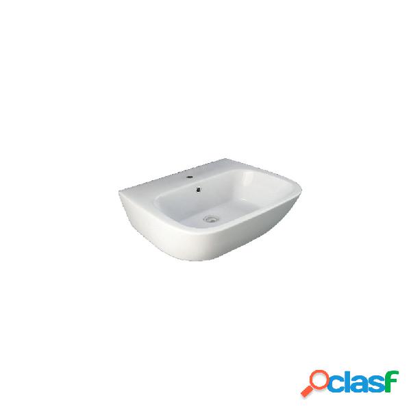 Lavabo monoforo sospeso One ceramica bianca con troppopieno