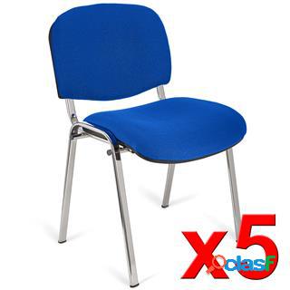 Lotto di 5 sedie per sala conferenze MOBY BASE, colore blu