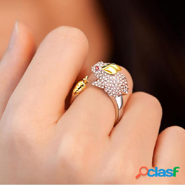 Lovely Chinese Zodiac Gold Rings Animals Rhinestones Anelli
