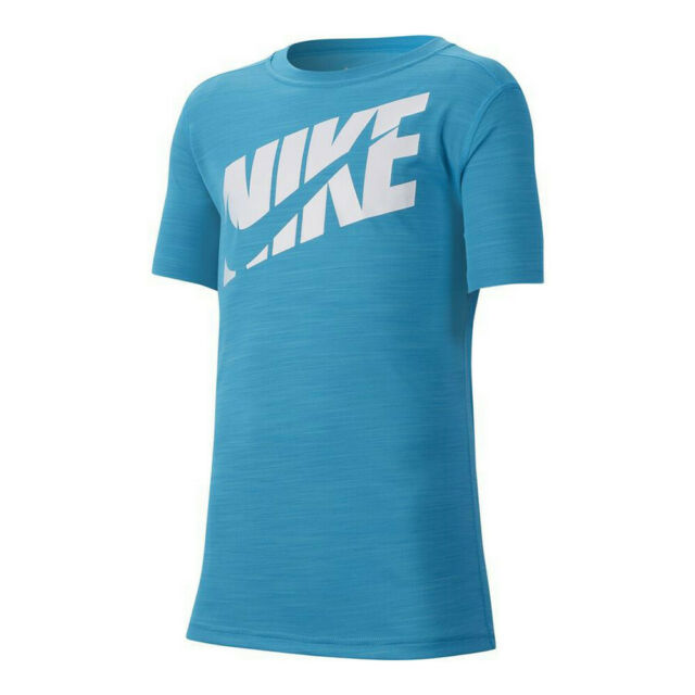 Maglia a Maniche Corte Bambino Nike Dri-FIT Celeste