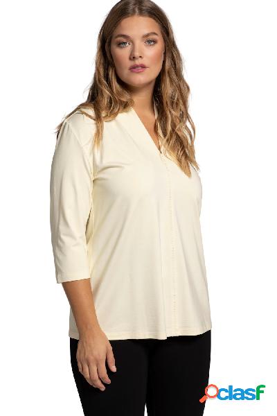 Maglia, classic, crêpe, scollo montante, maniche a 3/4,