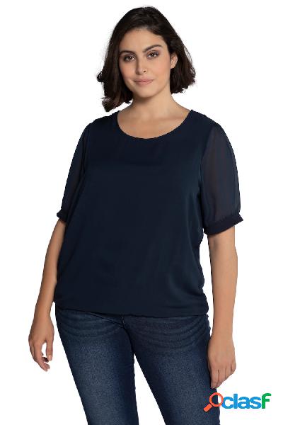 Maglia in chiffon con orlo elastico, top con scollo a