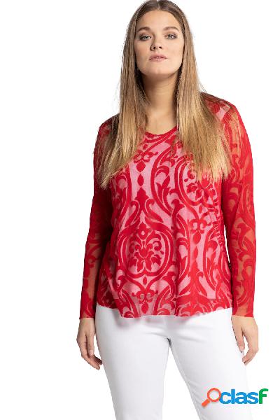 Maglia in dévoré, doppio strato, maniche lunghe, corpetto