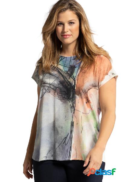 Maglia, stampa, oversize, crêpe, retro di jersey, Donna,