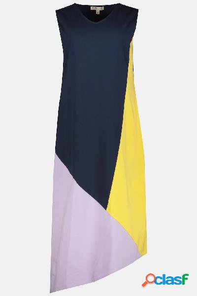Maxi abito a color blocking senza maniche, in cotone