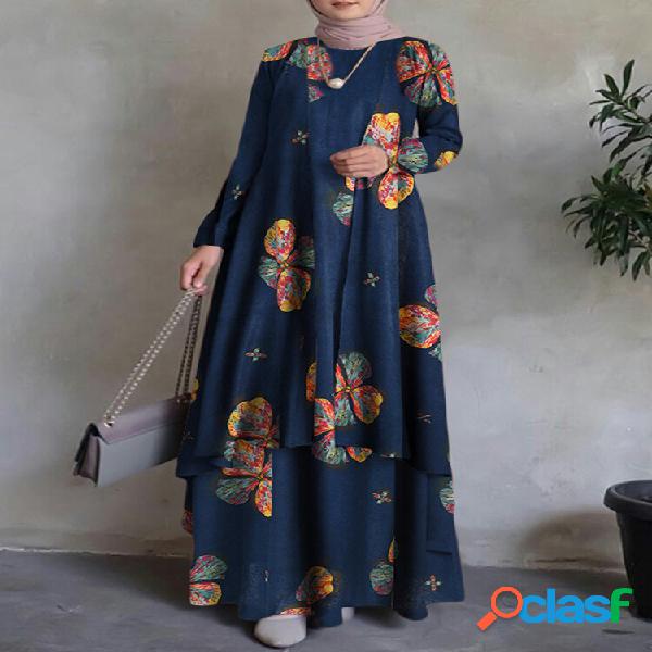 Maxi vestito floreale per il tempo libero con design a