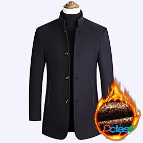 Mens Coat Fall Winter Street Daily Long Coat Stand Collar