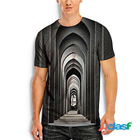 Mens Daily 3D Print T shirt Geometric 3D Short Sleeve 3D