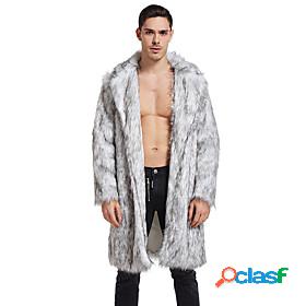 Mens Faux Fur Coat Fall Winter Street Daily Long Coat