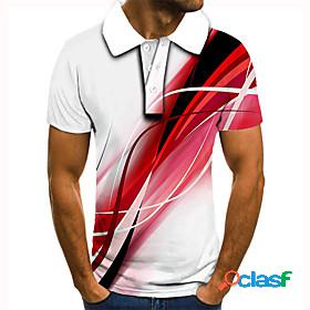 Mens Golf Shirt Tennis Shirt Graphic Prints Linear 3D Print