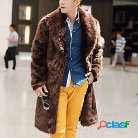 Mens Jacket Faux Fur Coat Fall Winter Street Daily Long Coat