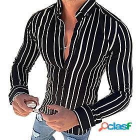 Mens Shirt Floral Striped Cheetah Print Collar Turndown