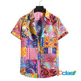 Mens Shirt Floral Tropical Holiday Print Collar Button Down