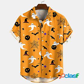 Mens Shirt Halloween Ghost Turndown Casual Daily Short
