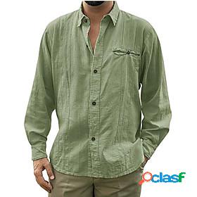 Mens Shirt Solid Color Collar Party Office / Career Long