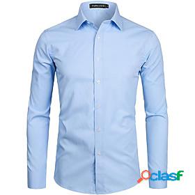Mens Shirt Solid Colored Collar Classic Collar Normal Party