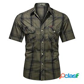 Mens Shirt Tartan Other Prints Collar Turndown Daily Work