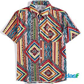 Mens Shirt Tartan Other Prints Turndown Street Daily Short