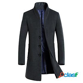 Mens Solid Colored Basic Fall Winter Coat Long Daily Long