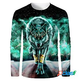 Mens T shirt 3D Print Graphic 3D Animal Print Long Sleeve