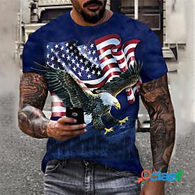 Mens T shirt Eagle National Flag 3D Print Crew Neck