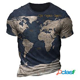 Mens T shirt Graphic Map 3D Print Crew Neck Casual Daily