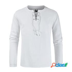 Mens T shirt Solid Color Crew Neck Casual Daily Long Sleeve