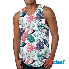Mens Tank Top Undershirt Graphic Prints Leaves 3D Print