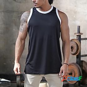 Mens Tank Top Vest Undershirt Solid Color Color Block Crew