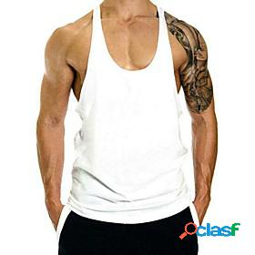 Mens Tank Top Vest Undershirt T shirt Solid Color Crew Neck