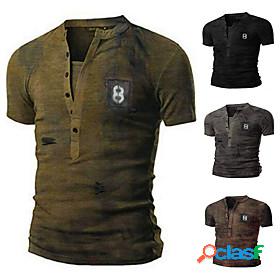 Mens Tee T shirt Shirt Rendering V Neck Casual Daily Short