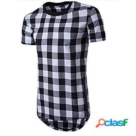 Mens Unisex Tee T shirt Plaid Graphic Round Neck Daily