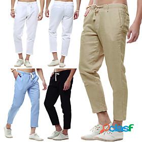 Mens Yoga Pants Cropped Pants Bottoms Drawstring Pocket