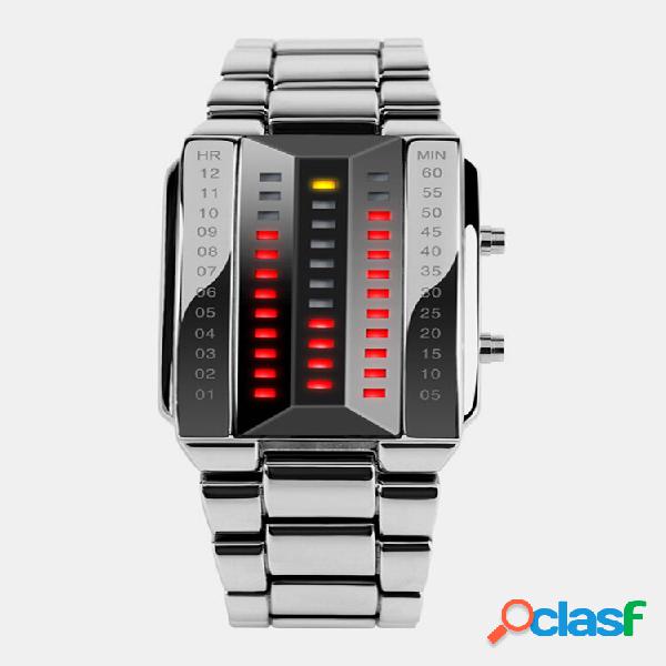 Moda Uomo Watch Data Luminoso Impermeabile LED Acciaio Inox