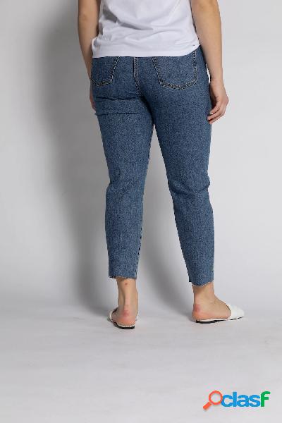 Mom jeans con lunghezza a 7/8, design a cinque tasche, orli