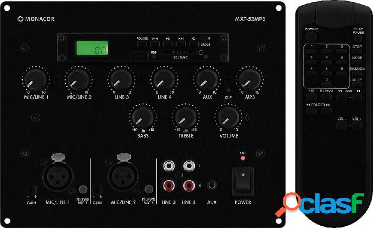 Monacor MXT-52MP3 Mixer DJ Numero canali:6 Collegamento USB