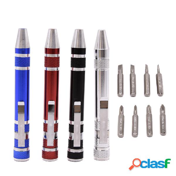 Multifunzione 8 in 1 mini penna di precisione in alluminio