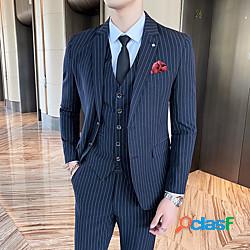 Nero Grigio Blu scuro Uomo Matrimonio Abiti Dentellato A