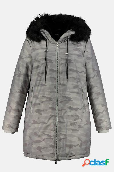 Parka, camouflage, cappuccio, pelliccia sintetica