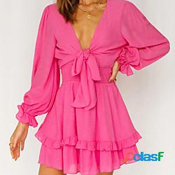 Per donna Abiti in chiffon Mini abito corto Rosa chiaro