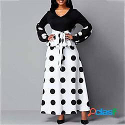 Per donna Abito linea A Vestito maxi Bianco Manica lunga A