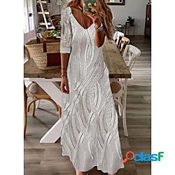 Per donna Abito linea A Vestito maxi Bianco Mezza manica