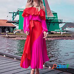 Per donna Abito linea A Vestito maxi Rosso Manica lunga