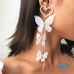 Per donna Orecchini a cerchio Lungo Cuori Farfalla Artistico