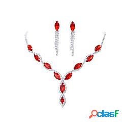 Per donna Rosso Cristallo Collana Set di orecchini Classico